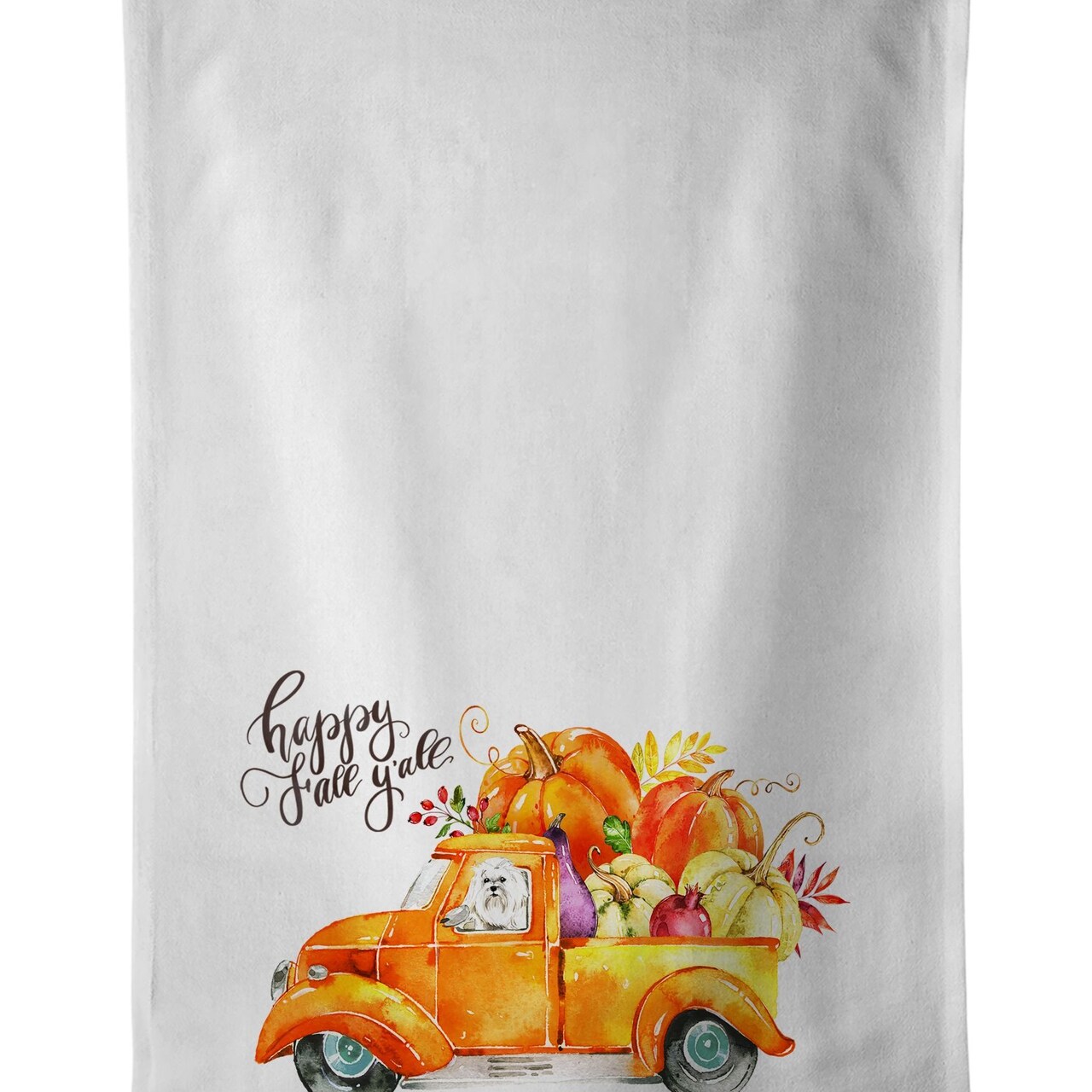Edge Collections - 19" x 28" - White - Decorative Maltese Kitchen Towel - 2 Pieces